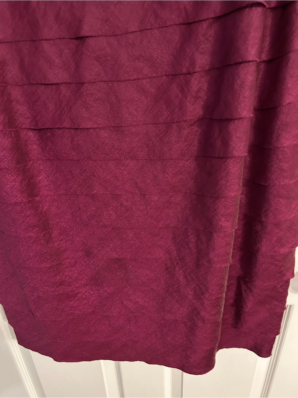 London Times Wine/Purple Layered Sheath Dress with Decorative Brooch - Picture 4 of 6